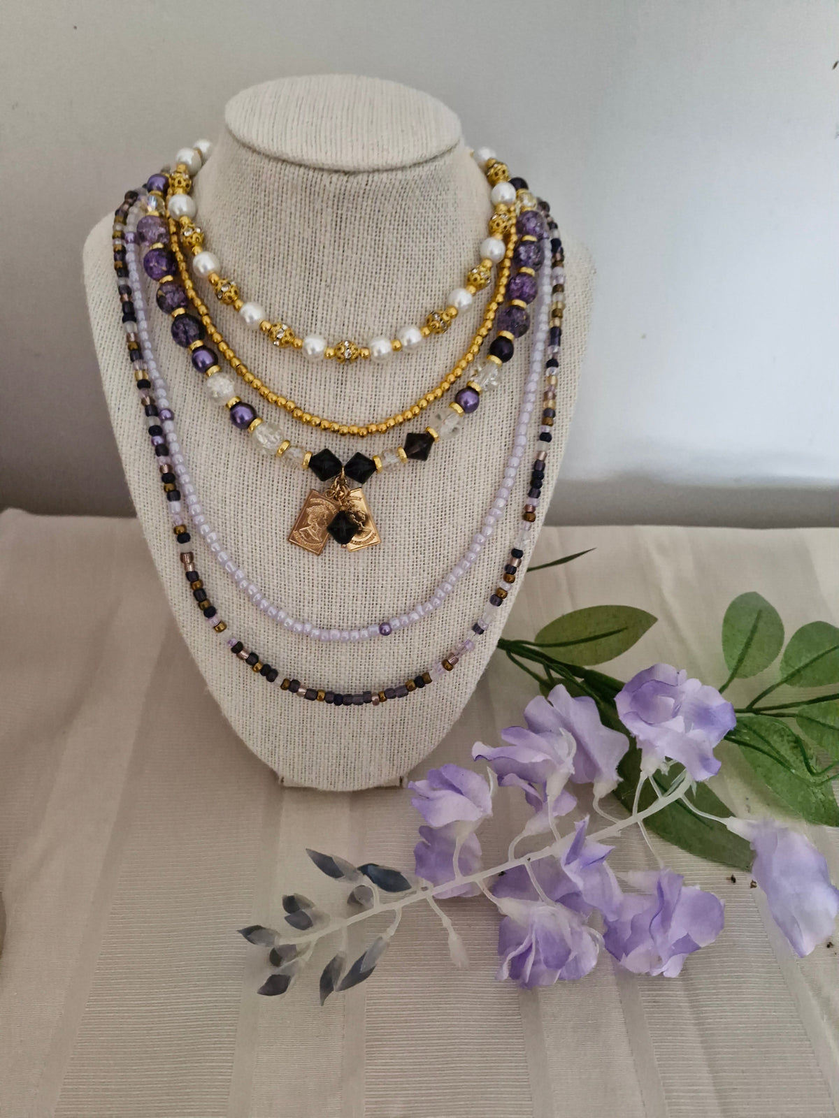 Violet Valor – Multi-Layer Beaded Necklace