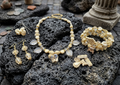 Handmade Vintage Mythology Jewellery Set – Ivory Bead Necklace, Bracelet & Earrings, Elephant Pendant