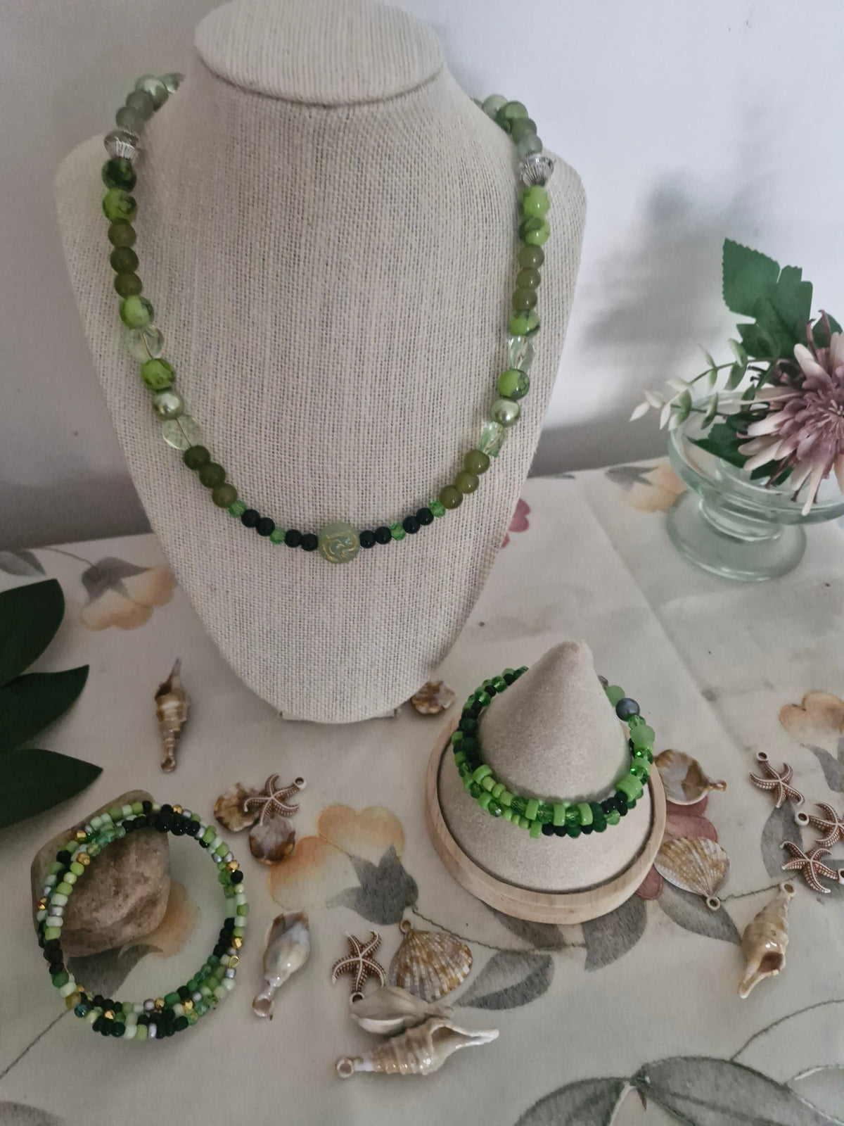 Handmade Black Crystal Beaded Necklace – Ocean-Inspired Faceted Glass Statement Piece