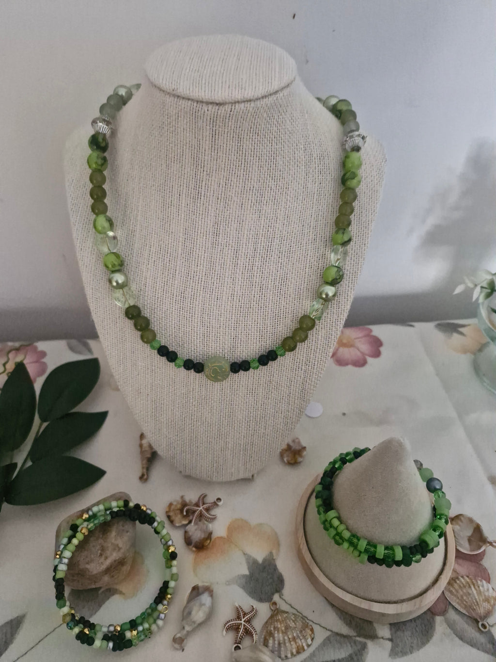 Handmade Black Crystal Beaded Necklace – Ocean-Inspired Faceted Glass Statement Piece