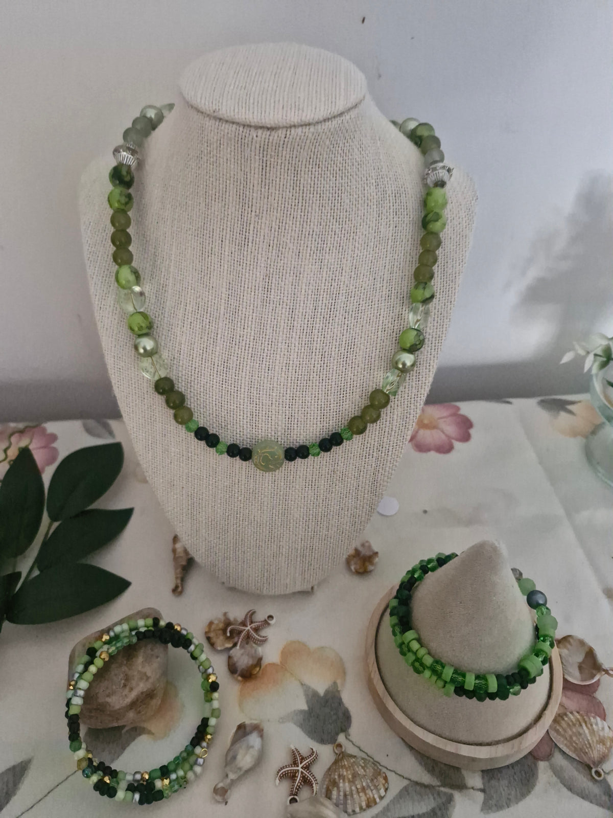 Handmade Black Crystal Beaded Necklace – Ocean-Inspired Faceted Glass Statement Piece