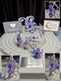 Handmade Wire-Wrapped Floral Arm Cuff – Purple & Blue Iridescent, Adjustable Bangle