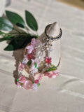 Handmade Blush Rose & Butterfly Keychain – Pink Crystal & Pearl Beaded Bag Charm