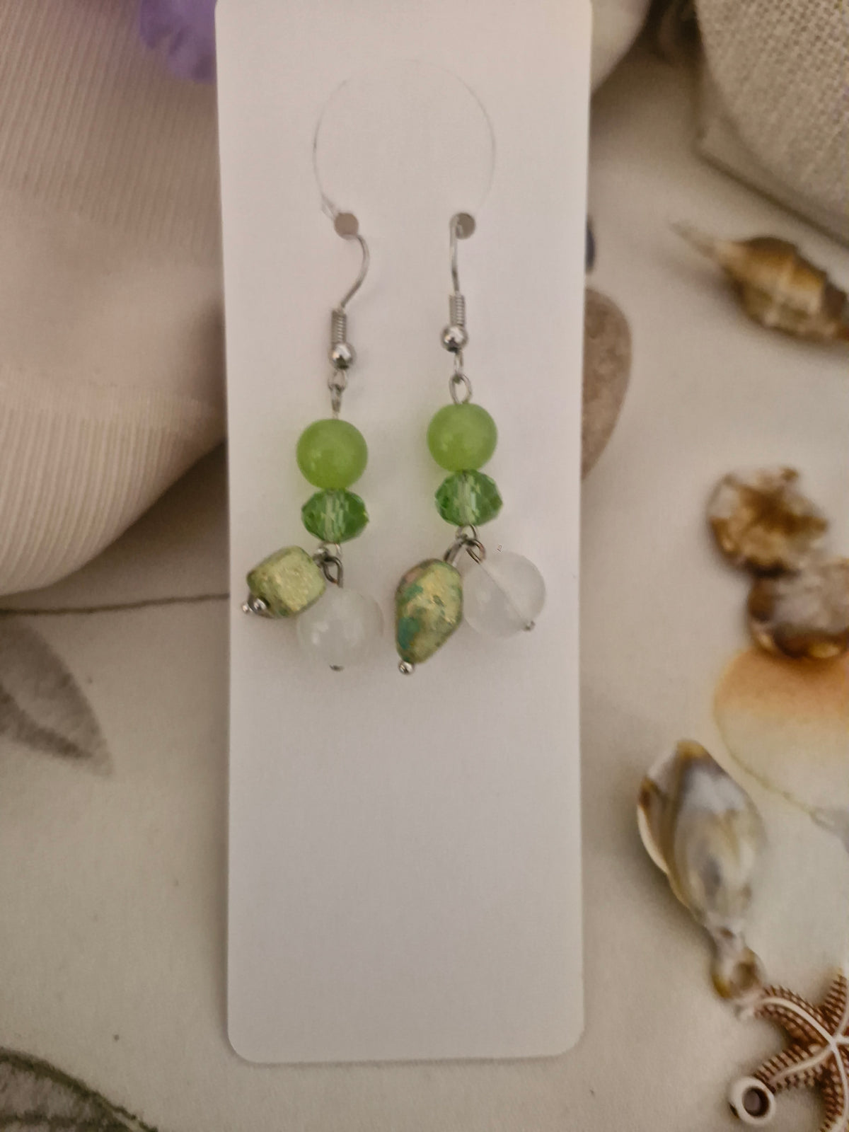 Handmade Sage Green & Ocean Blue Jewellery Set – Necklace, Bracelet & Drop Earrings